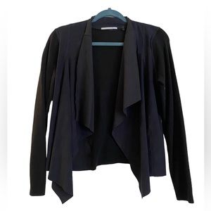 Tahari knit and faux suede cardigan sweater blazer, M